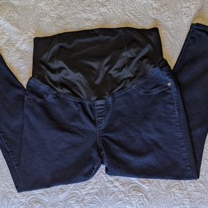 Maternity Crossover Panel Skinny Blue Jeggings